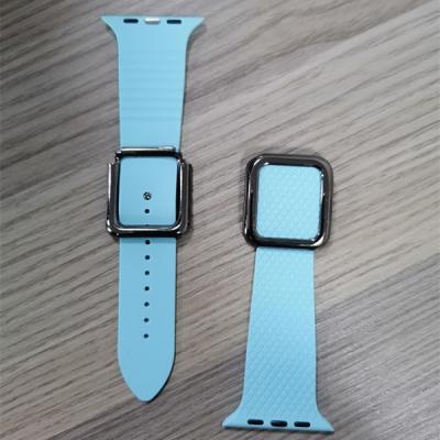 China Silicone+Stainless Steel Magnetic Watch Band Buckle Strap Apple Watch Strap Series 6 5 4 3 2 1 38m 40m 42m 44m Silicone Strap Bracelet For Bands for sale