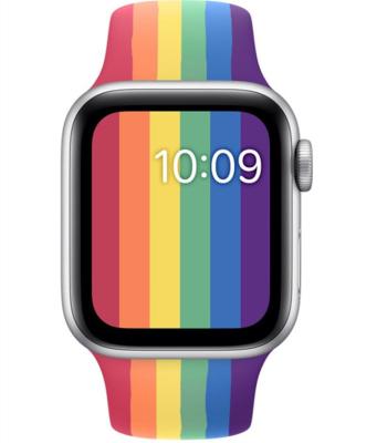 China 2022 Rainbow Designs Apple Watch Colorful Apple Watch Band Silicone Luxury Rainbow Rubber Silicone Band for sale