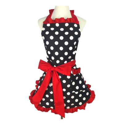 China Fashion Women Beautiful Water Proof Adult Apron Custom Kitchen Cooking Work Clothes Polka Dot Princess Waterproof Oilproof Apron for sale