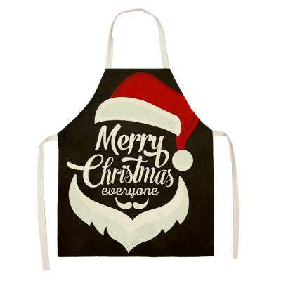 China Fashion Christmas INS Santa Claus Black Pattern Apron Women Waterproof Kitchen Cooking Accessories Cafe Cleaning Sleeveless Apron for sale