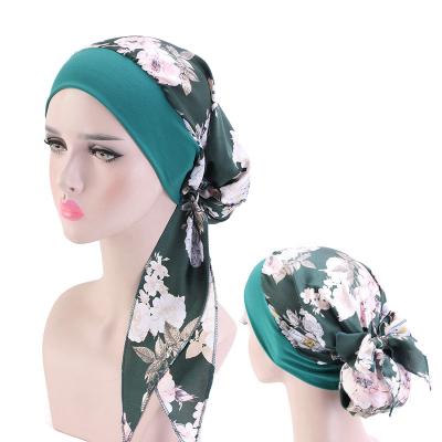 China 2021Fashion Print Flowers Eco-friendly Recyclable Women Inner Muslim Hijabs Scarf Turban Head Hood Ready To Wear Islamic Ladies Wrap Under Hijab Cp for sale