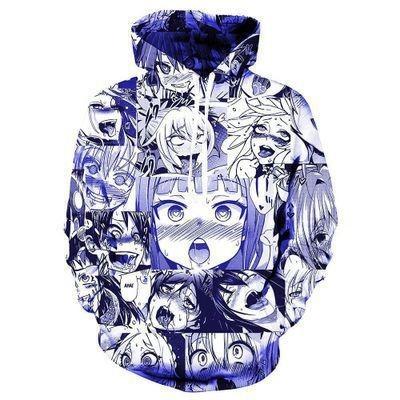 China Ahegao 3D Hot Sale Women/Men Anti-Wrinkle Printing Funny Pullover Hoodie Comic Sweatshirt With Kangaroo Pocket for sale