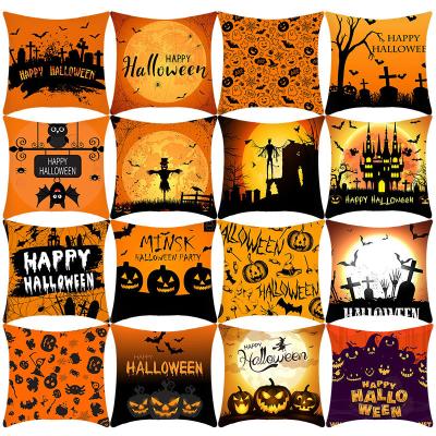 China Wholesale Anti-Static Happy Velvet Cushion Cover Halloween Crate Tile Luxury Pillow for sale