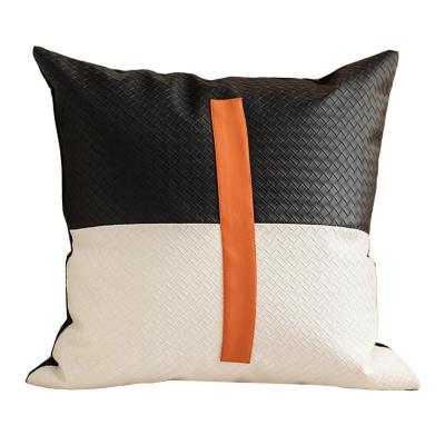 China PORTABLE High Quality Geometric Splice Pillow Case Sofa Home Decor Pillow Covers DIY 45x45cm Home Office Car PU Faux Leather Cushion Cover for sale