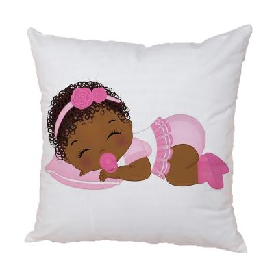 China DIY Africa Anti-Static Cute Baby Cushion Covers Sofa Cartoon Girl Pillow Case Soft Plush 45x45cm Short Pillow Cover Home Children Room Decor for sale