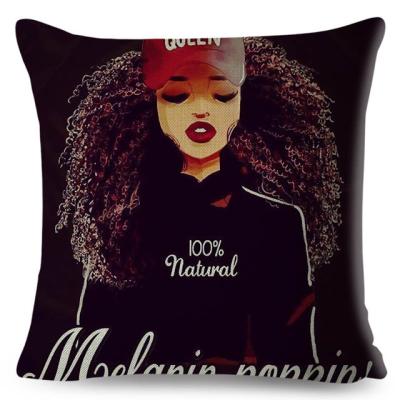 China Beautiful African Colored Women Girl Colorful Cartoon Cushion Cover Sofa Car Home Pillow Case 45x45cm Pillow Case Decor Anti-Static Polyester for sale