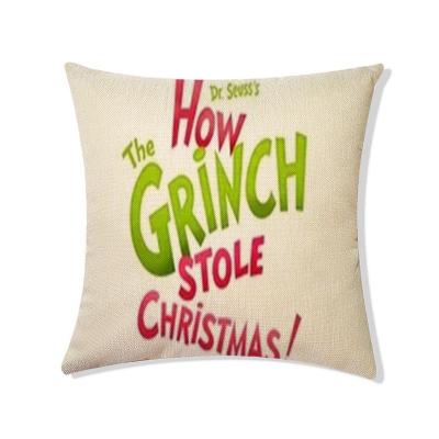 China High Quality Merry Grinchmas Pillow Case New Arrival Anti-static Digital Printing Grinch Cushion Cover Printing Grinch for sale