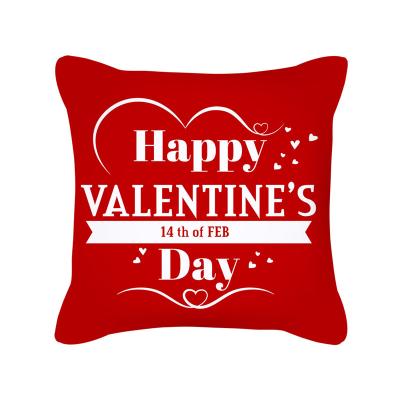 China Valentine Day Decor Plush Pillow Cushion Cover Lovers Square Home Decor Short Plush Happy Custom PORTABLE Pillowcase Super Soft Cushion Covers for sale