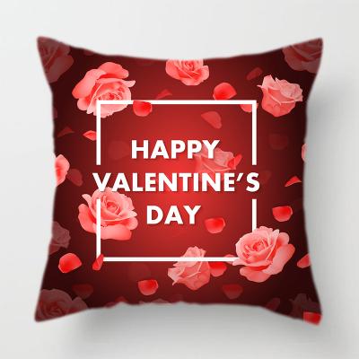 China PORTABLE Happy Valentine's Day Polyester Decorative Cushion Covers Red Rose Heart I Love You Letter Tiles Case For Sofa Couch Car for sale