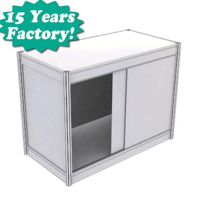 China Popular Portable Fashion Backdrop Lockable Octanorm Exhibit Cabinet Counter For Exhibition Fair Trade Trade Show Booth for sale