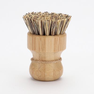 China Viable Kitchen Tool Handle Bamboo Cleaning Premium Stiffen Plam Brush Fashion Design Kitchen Around Mini Pot Brush Customization for sale