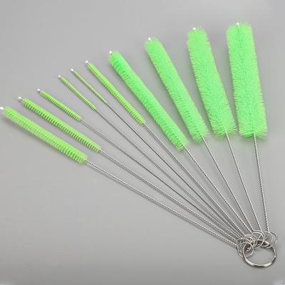 China Stainless Steel Wire Test Tube Cleaning Nylon Bristle Straw Brush Tube Cleaning Brush Premium Green Nylon Spout Sustainable Cup for sale