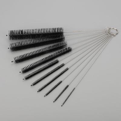 China Premium Viable Black Nylon Bristle Manual Wire Tool Stainless Steel Tube Bottle Wash Cleaning Brush Nylon Customized Size Customized Size for sale