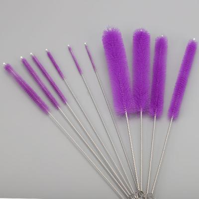 China Viable Kitchen Tool 10pcs Wire Cleaning Purple Nylon Stiffens Nylon Bottle Straw Brush Cleaner Stainless Steel Tube Customize Size for sale