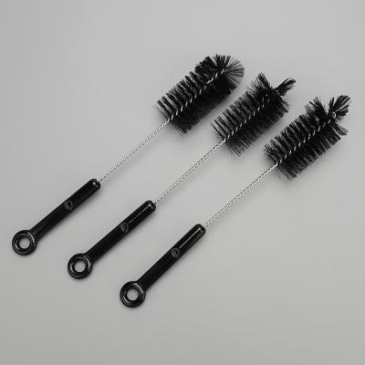 China Durable Premium Stainless Steel Nylon Wire Brush Black Nylon Wine Glass Bottles Cleaning Brush With Long Plastic Handle Customize Size for sale