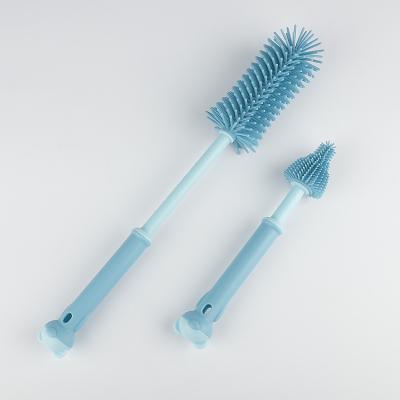 China Sustainable Eco-Friendly Baby Bottle Cleaning Brush Plastic Long Handle Premium Safety Silicone Brush Customize Size for sale