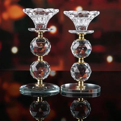 China Europe Multi Purpose Manufacturers Promote Wedding Decor Crystal Glass Candle Holders High Quality Wholesale Flower Candlestick for sale