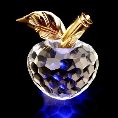 China Europe Gift Customize K9 Clear 3d Glass Decorations Polished Laser Crystal Apple for sale