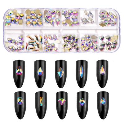 China Luxury Flatback Crystal Rhinestone Multi Shape Bulk Glass Flatback Rhinestone Nail Sets for sale