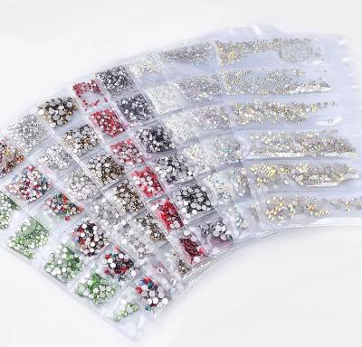 China Nail Art Multi Size Rhinestone Flat Back Rhinestone Set Multi Size AB Crystal Glass Bulk Rhinestones Embellishments for sale