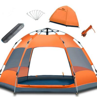 China Diamond Ground Nail Automatic Double-layer Camping Tent 5-8 Persons Family Park Outdoor Waterproof Mosquito Repellent Tent Hexagonal Camping Tent for sale