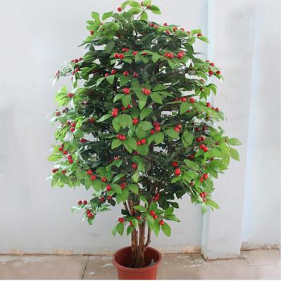 China Eco-friendly Materials Outdoor And Indoor Garden Decor Artificial Apple Fruit Tree Branches And Leaves for sale