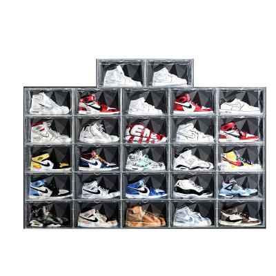 China Amazon PET Material Plastic Sneaker Boxes Recyclable Hot Selling Display Shoe Storage Container Stackable Box for sale