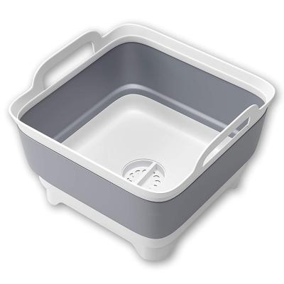 China Sustainable Collapsible 9L Folding Dish Laundry Tub, Wash Basin With Drain Plug, Portable Sink Camping Dish Tub for sale