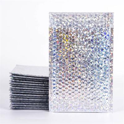 China shoes & custom printed apparel charm bubble wrap mailing [free shipping] 400 PCS bags poly rainbow metallic holographic bubble mailers for sale