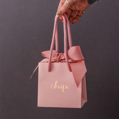 China Recycled Materials High Quality Luxury Eco-Friendly Custom Logo Printed Jewelry Gift Bag Paper Shopping Bag Craft Folding Paper Bag With Handle for sale