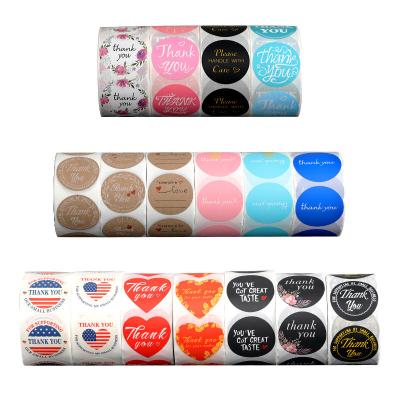 China [USD $1/Roll] 17 Waterproof Different Vibrant Business Cute Color Designs Thank You Stickers Packing Adhesive Labels for sale