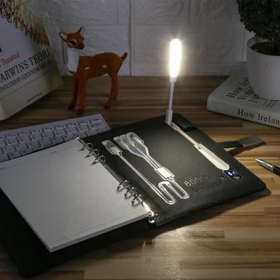 China Promotion\Business\School\Office\Meeting Business Planner A5 PU Cover Notebook Power Bank with LED Reading Lamp USB Instant Workout Wireless Charging Notebook with 3 Cabl for sale