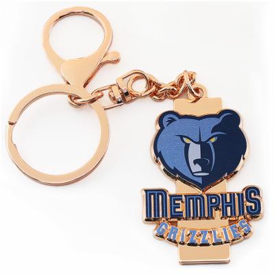 China Promotion Gift Factory Custom Cheap Price Metal Key Chain Wholesale Gold Basketball Team Club NBA Logo Keychain for sale