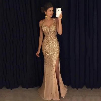 China Breathable DWT35 Latest Arrivals Summer Ladies Wedding Dress Bridal Gowns Female Sexy Split Sequined Party Dress Women Evening Dresses for sale