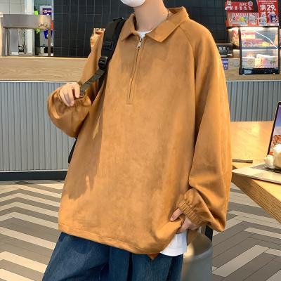 China QUICK DRY Autumn 2022 New Japanese Men's Suede Half Zipper Solid Sweater Shirt For Male Fashion Students for sale