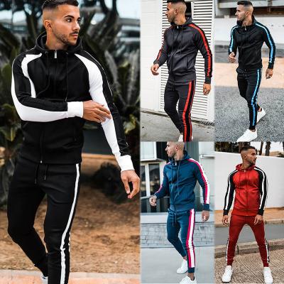 China Breathable Autumn New Men's Casual Sports Suit Fashion Trend Hooded Contrast Color Baseball Suit for sale