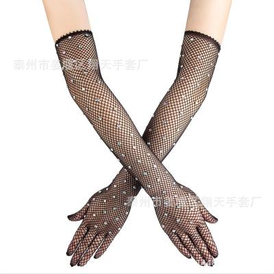 China Four Seasons Sexy Finger Rhinestone Fishnet Mesh For Women Performance Wear for sale