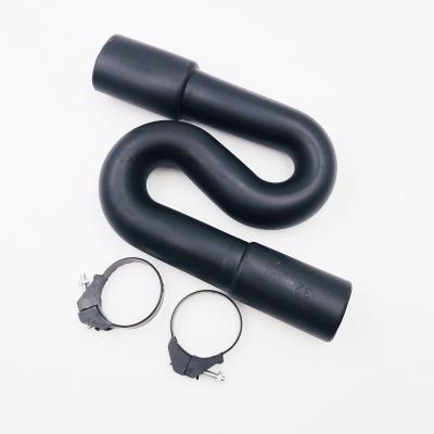 China Traditional black 32mm x 32mm EPDM flexible drain hose tubing / single S trap epdm plastic water pipe for sale