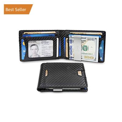 China Daily Hot Selling Bifold Wallet With RFID Blocking Money Clip Men Genuine Vintage Card Holder RFID Wallet Mini PU Slim Wallet for sale