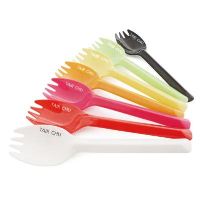 China 13cm length disposable plastic spoon and fork combination for sale