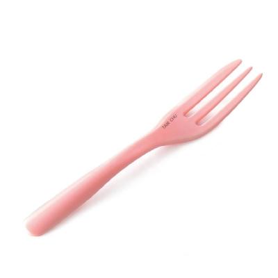 China Stocked 10cm Small Colorful Plastic Cutlery Disposable Fruit Cake Fork for sale