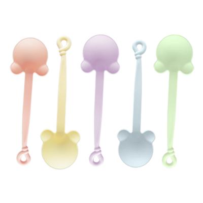 China Factory Direct Disposable Plastic Bear Shape Ice Cream Spoon Stocked Cute Spoon for sale