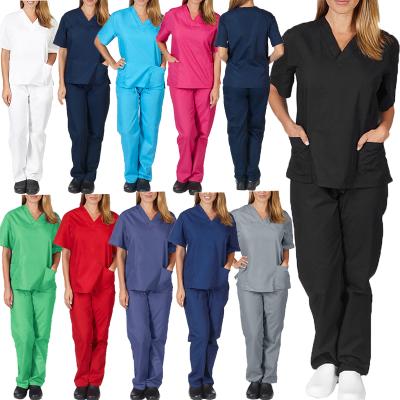 China Breathable Doctor Uniforms Medical Nursing Scrubs Uniform Scrub Sets Short Sleeve Tops+pants Uniform Hospital Clothing For Hospital TWILL for sale