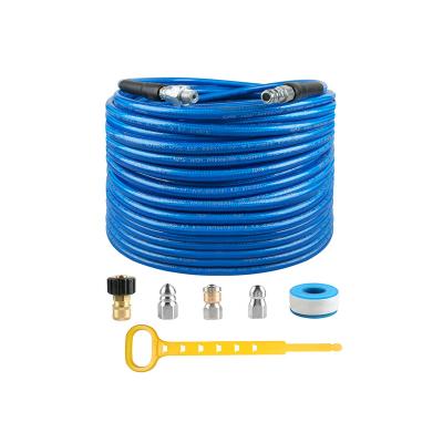 China Upgraded High Tensile Steel-Wire Braid 100 Ft 5800 PSI High Pressure Joint Hose Sewer Jet Cleaner Hose Jetter Kit for sale