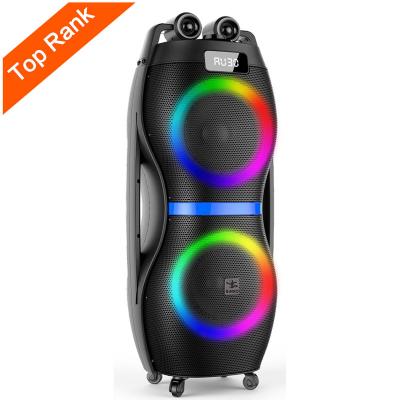 중국 8 Inch Woofer 5.0 Wireless BT Speaker Colorful LED Light Free Sample. , Mobile USB SD Light Speaker With Wheels 판매용