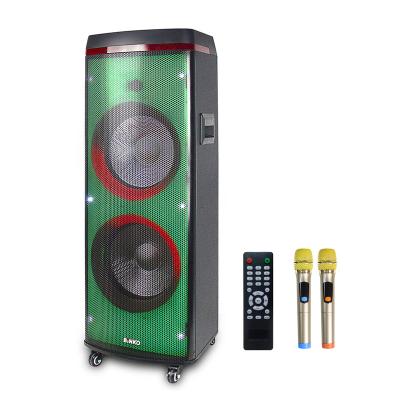 중국 12 inch tws woofer wireless remote mobile speaker portable partybox led light free sample colorful speaker with wheels 판매용