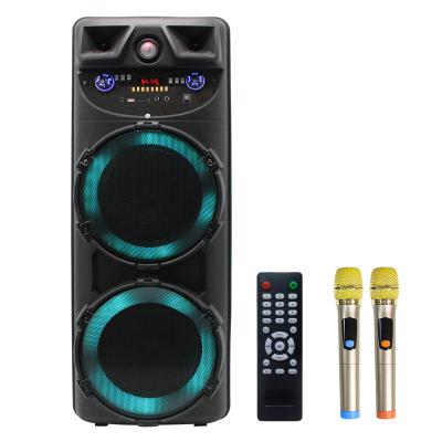 China 12 Inch Portable Bass Speaker Super Bass Colorful LED Light Free Sample Led Lights Speaker With Microphone for sale