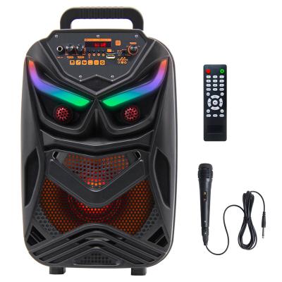 China Custom LED Colorful Light OEM Battery 8 Inch Subwoofer Speaker Led Portable Boombox Trolley Speaker With MIC for sale