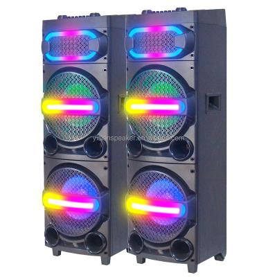 China LED colorful light OEM subwoofer wooden box, high fidelity super bass speaker, household dual 12 inch woofer speaker set à venda