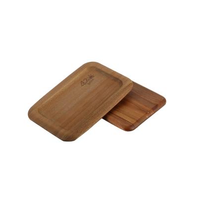 China Wholesale Custom Smoking Wooden Rolling Serving Rolling Tray Wooden Tobacco Cigarette Rolling Logo Acacia Wood Beach Wood for sale